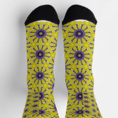 Niedlich-Gelbes Lila Kaleidoskop Geometrisches Mus Socken (Oben)