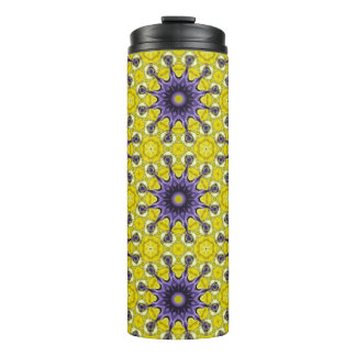 Niedlich-Gelbes Lila Kaleidoskop Geometrisches Mus Thermosbecher