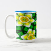 Niedlich-Gelbes Plumeria-Muster Zweifarbige Tasse (Links)