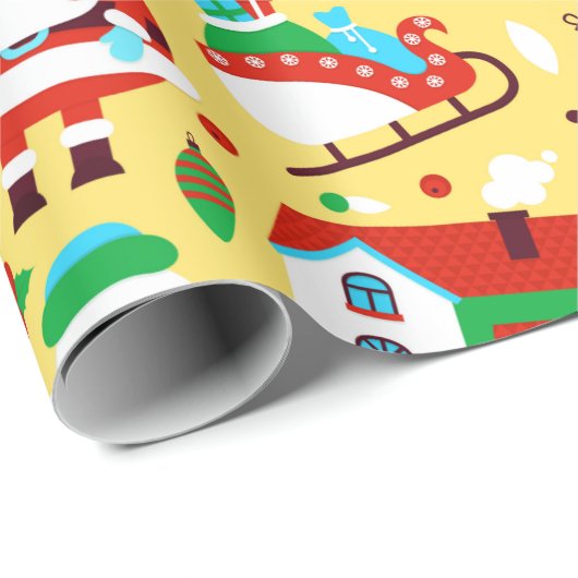 Niedlich-gelbes Weihnachtsmuster Geschenkpapier (Rolleneckpunkt)