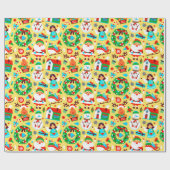 Niedlich-gelbes Weihnachtsmuster-Papier Geschenkpapier (Flach)