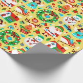 Niedlich-gelbes Weihnachtsmuster-Papier Geschenkpapier (Ecke)