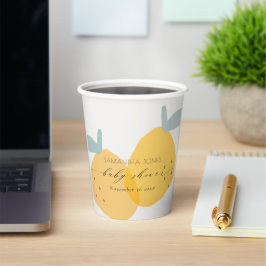 Niedlich-gelbes Zitronenfrucht-Zitrusfrüchtedusche Pappbecher