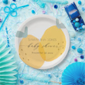 Niedlich-gelbes Zitronenfrucht-Zitrusfrüchtedusche Pappteller (Party)