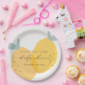 Niedlich-gelbes Zitronenfrucht-Zitrusfrüchtedusche Pappteller (Party)