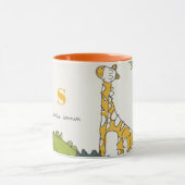 Niedlich-Gelbgrün-Jungle-Giraffe Gezeichnet Kind Tasse (Zentrum)