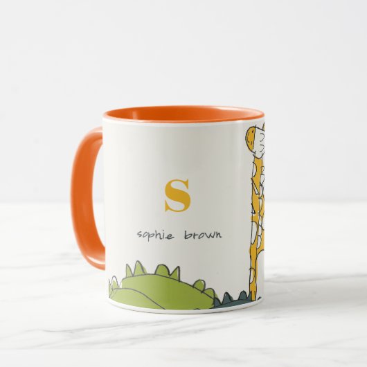 Niedlich-Gelbgrün-Jungle-Giraffe Gezeichnet Kind Tasse (Vorderseite Links)