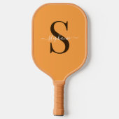 Niedlich Gelborange Monogramm Initial + Name Pickleball Schläger (Rückseite)