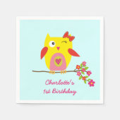 Niedlich Gelbpinke, gelbe Blume Personalisiert Geb Serviette (Vorderseite)