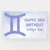 Niedlich Gemini Personalisiert Lila Happy Geburtst Banner (Horizontal)