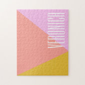 Niedlich geometrischer Farbblock Korallenrosa Pers Puzzle (Vertikal)
