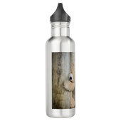 Niedlich gepolsterter Bär Rustikale Holzverkleidun Edelstahlflasche (Links)