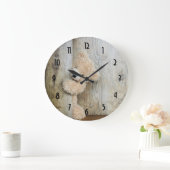 Niedlich gepolsterter Bär Rustikale Holzverkleidun Große Wanduhr (Zuhause)