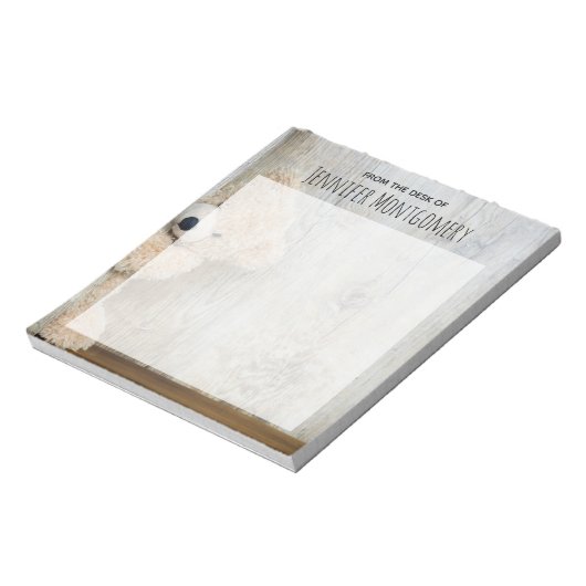 Niedlich gepolsterter Bär Rustikale Holzverkleidun Notizblock (Rotiert)