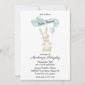 Niedlich gepolstertes Bunny mit Aquamariner Balloo Einladung (Vorderseite)