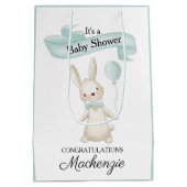 Niedlich gepolstertes Bunny mit Aquamariner Balloo Mittlere Geschenktüte (Rückseite)