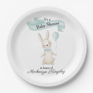 Niedlich gepolstertes Bunny mit Aquamariner Balloo Pappteller