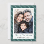 Niedlich gepunktete Streifen frohe Weihnachtsgrün Feiertagskarte (Vorderseite)