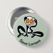 Niedlich Gerettet LORISES - Gefährdete Tiergrafik  Button (Vorne & Hinten)