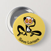 Niedlich Gerettet LORISES -Gefährdete Tiergrafik - Button (Vorne & Hinten)