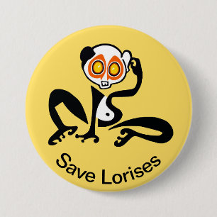 Niedlich Gerettet LORISES -Gefährdete Tiergrafik - Button