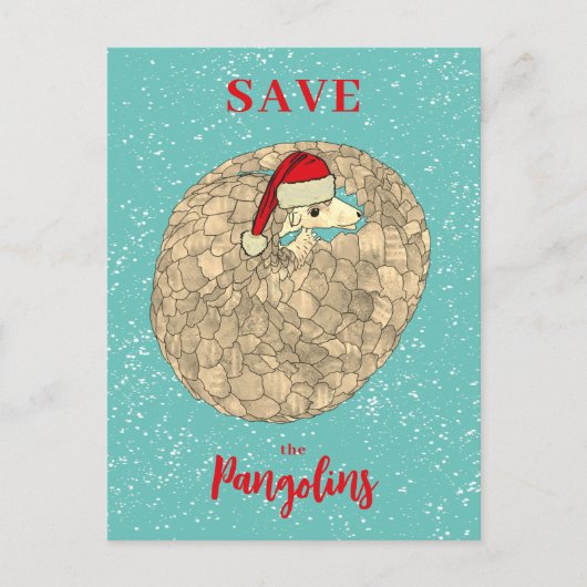 Niedlich Gerettet Weihnachtsbudget Pangolin Feiertagspostkarte (Vorderseite)