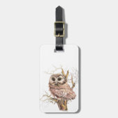 Niedlich gesägtes Weißes Owl, Bird Gepäckanhänger (Vorderseite vertikal)