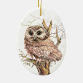 Niedlich gesägtes Weißes Owl, Bird Keramikornament (Hinten)