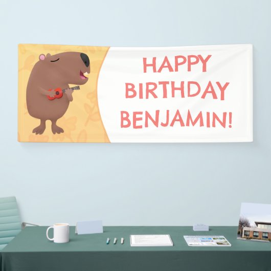 Niedlich gesang Capybara personalisierter Geburtst Banner (Messe)