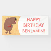 Niedlich gesang Capybara personalisierter Geburtst Banner (Horizontal)