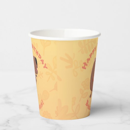 Niedlich gesang Capybara personalisierter Geburtst Pappbecher (Links)