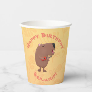 Niedlich gesang Capybara personalisierter Geburtst Pappbecher