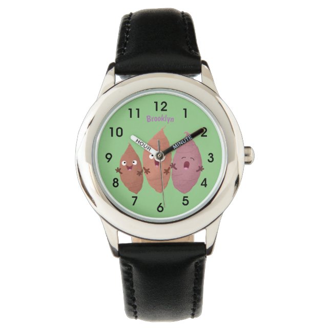 Niedlich gesang Süßkartoffeln Cartoon Gemüse Armbanduhr (Vorderseite)