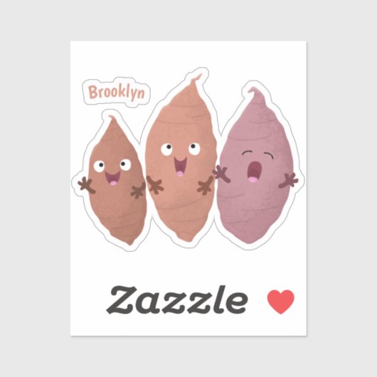 Niedlich gesang Süßkartoffeln Cartoon Gemüse Aufkleber (Blatt)