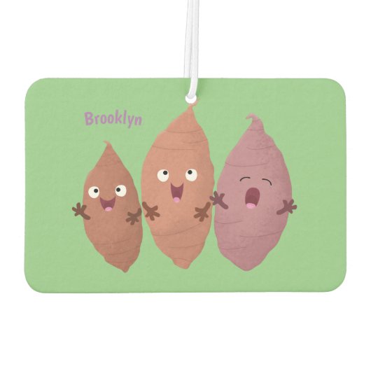 Niedlich gesang Süßkartoffeln Cartoon Gemüse Autolufterfrischer (Rückseite)