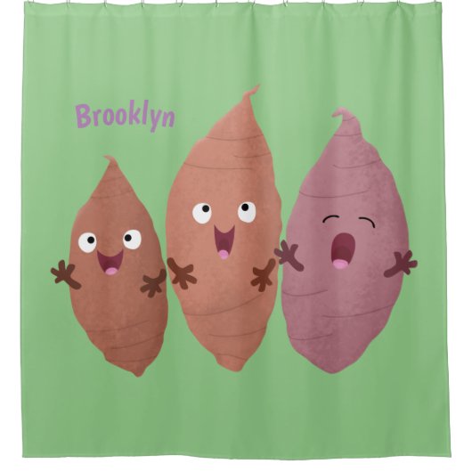 Niedlich gesang Süßkartoffeln Cartoon Gemüse Duschvorhang (Vorderseite)