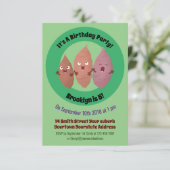 Niedlich gesang Süßkartoffeln Cartoon Gemüse Einladung (Stehend Vorderseite)