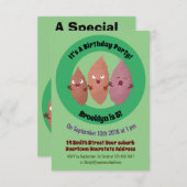 Niedlich gesang Süßkartoffeln Cartoon Gemüse Einladung (Vorne/Hinten)