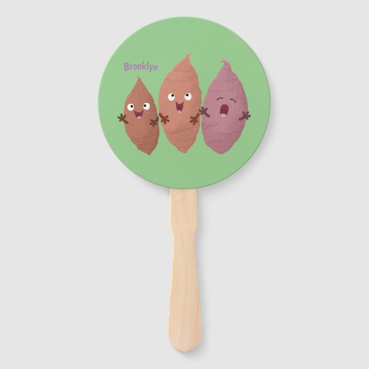 Niedlich gesang Süßkartoffeln Cartoon Gemüse Fächer (Rückseite)