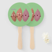 Niedlich gesang Süßkartoffeln Cartoon Gemüse Fächer (Vorne und Hinten)