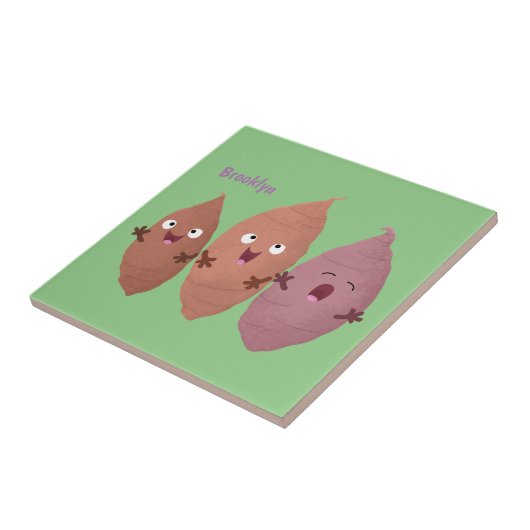 Niedlich gesang Süßkartoffeln Cartoon Gemüse Fliese (Seite)