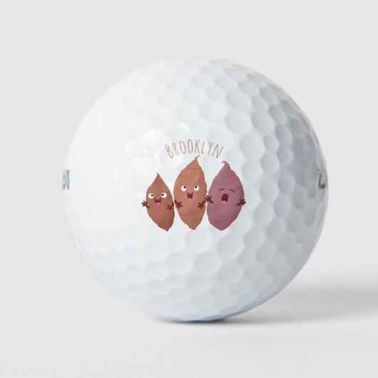 Niedlich gesang Süßkartoffeln Cartoon Gemüse Golfball (Vorderseite)