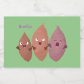 Niedlich gesang Süßkartoffeln Cartoon Gemüse Lebensmitteletikett (Einzelnes Label)