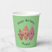 Niedlich gesang Süßkartoffeln Cartoon Gemüse Pappbecher (Rückseite)