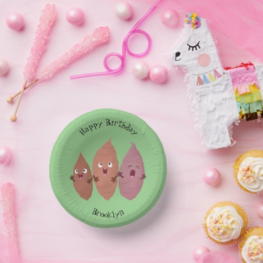 Niedlich gesang Süßkartoffeln Cartoon Gemüse Pappteller (Party)