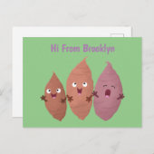 Niedlich gesang Süßkartoffeln Cartoon Gemüse Postkarte (Vorne/Hinten)