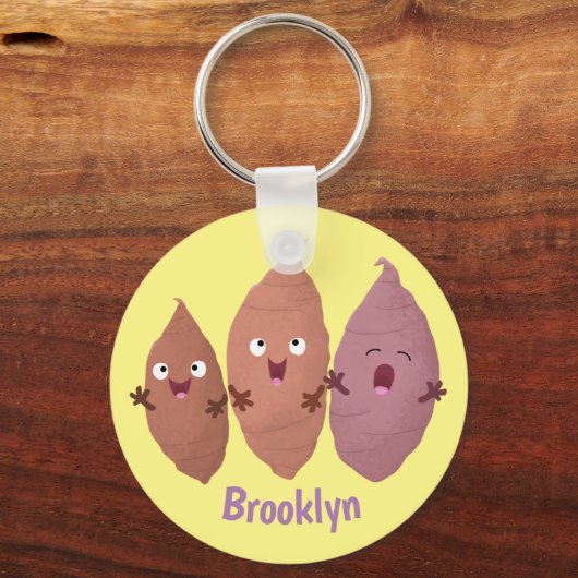 Niedlich gesang Süßkartoffeln Cartoon Gemüse Schlüsselanhänger (Vorderseite)