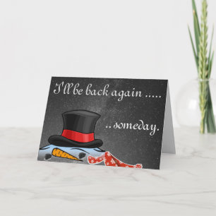 Niedlich geschmolzener Snowman Alte Seidenraupe Feiertagskarte