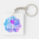 Niedlich gesegnet sei der Name des Christlichen He Schlüsselanhänger (Rückseite)