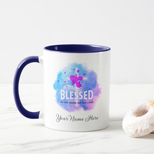 Niedlich gesegnet sei der Name des Christlichen He Tasse (Mit Donut)